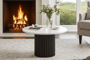 The Luna Modern White Coffee Table with Metal Base