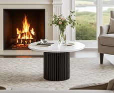 The Luna Modern White Coffee Table with Metal Base