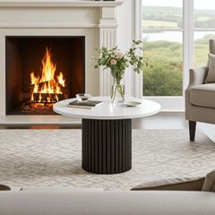 The Luna Modern White Coffee Table with Metal Base