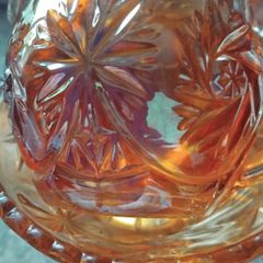 A Beautiful 2piece Carnival Glass Milk Jug And Sugar Bowl