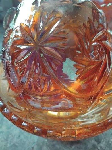 A Beautiful 2piece Carnival Glass Milk Jug And Sugar Bowl