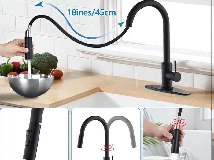 Stainless steel kitchen tap black.