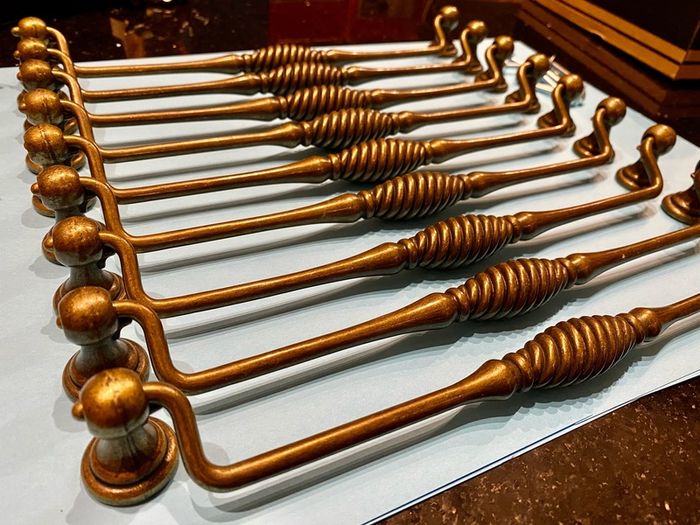 Decorative drawer handles , antique brass 275mm wide