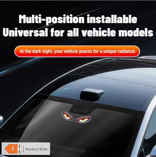 High-Brightness LED Neon Car Window Decoration Light, Wireless Solar Powered, "Devil'S Eye" Triangular Window Lighting, Creating Car Interior Atmosphere