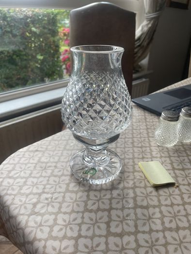 waterford crystal tea light holder with etching