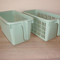 TWO mint storage baskets with handles
