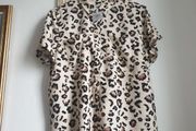 Leopard Print Viscose Blouse Size Large