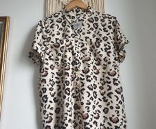 Leopard Print Viscose Blouse Size Large
