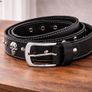 Unisex Black Skull Studded Leather Belt Punk Gothic Rock Leather Belt with Metal Skull & Rivets for Men Women Image 8