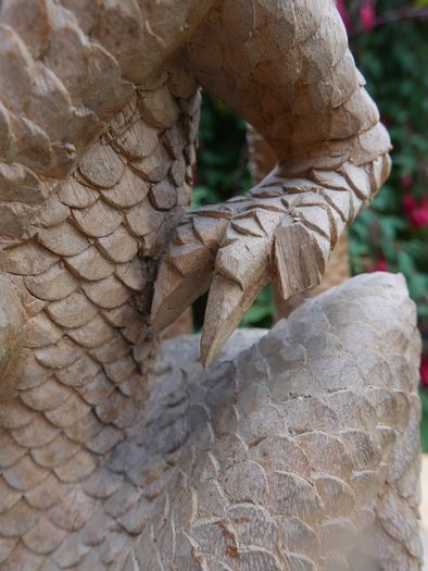 Large Beautifully Hand Carved Wooden Dragon, height 16,5 inches