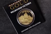 Australian Gold " Melbourne Victoria " Souvenir Medallion - 24K Rolled Gold Plated