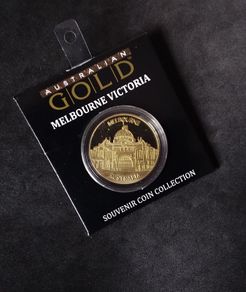 Australian Gold " Melbourne Victoria " Souvenir Medallion - 24K Rolled Gold Plated