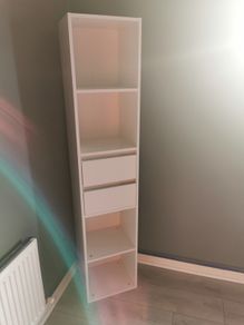 Brand new white bookcase unit with two drawers H 171 cmxD30 cmxW 36 cm