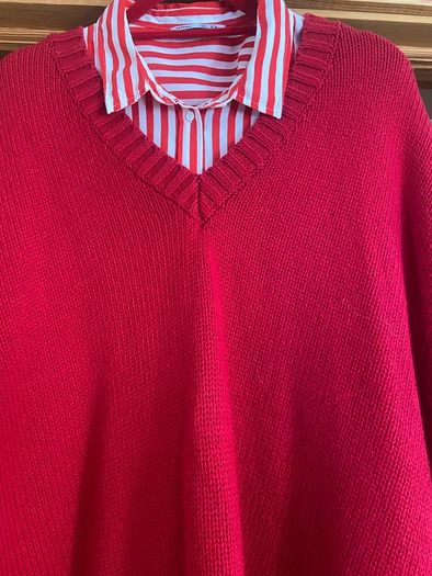 Zara Red Oversized V Neck Jumper  Size Large