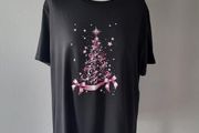Black Xmas t-shirt with pink tree, Size XXL / UK18, Brand new
