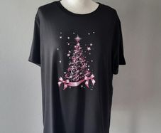 Black Xmas t-shirt with pink tree, Size XXL / UK18, Brand new