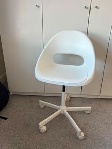 White Swivel Office Chair with Wheels Height Adjustable