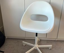 White Swivel Office Chair with Wheels Height Adjustable