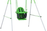 Kids Swing, Steel Nursery Swing, with Seatbelt, High Support Back, Front Guard, for Ages 6-36 Months - Green