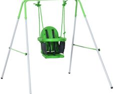 Kids Swing, Steel Nursery Swing, with Seatbelt, High Support Back, Front Guard, for Ages 6-36 Months - Green