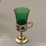 Mid Century green glass liqueur or shot glasses Image 3