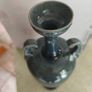 IT'S RARE Antique Dunmore Scottish 1880 s  until 1917 Pottery dark gray green with a bit of blue  glazed  Twin Handeled Urn vase. IN GOOD CONDITION 31 CM. tall the top 5 CM. di. earthenware, majoica glazes Image 3