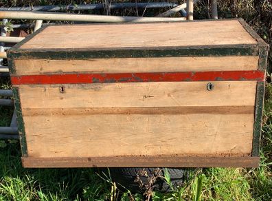 Old Irish Pine Wooden Chest Width 100cm Depth 53cm Height 51cm