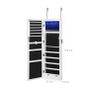 jewelry cabinet hanging, lockable mirror cabinet, wall cabinet with mirror and numerous compartments, wall mounting, hanging on the door, for necklaces, earrings, white Image 3