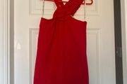 Stunning red shift dress with unusual neckline detail