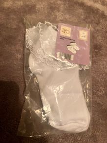 communion socks white with frill