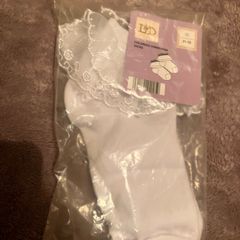 communion socks white with frill