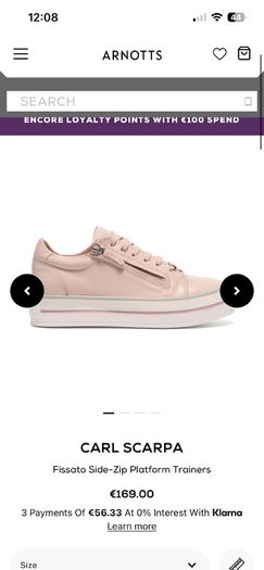 NEW Carl Scarpa Fissato Side Zip Platform Runners / Trainers - Blush Pink Leather - Size 6 / EU39
