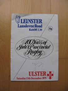 Leinster vs Ulster 13 December 1975 Program