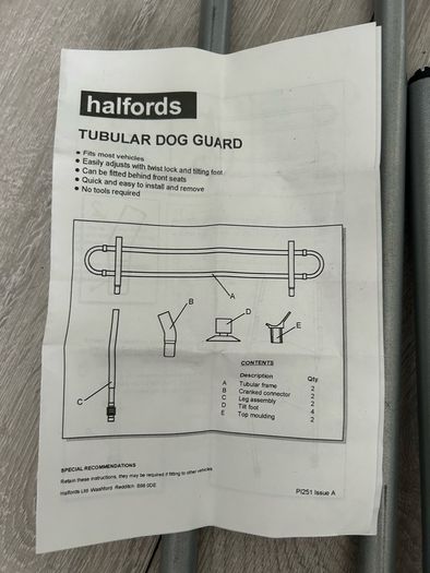 Halfords car dog guard