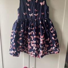 Navy & pink butterfly tulle dress age 6-7