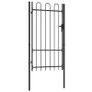 Fence Gate Single Door with Arched Top Steel 1x1.75 m Black Image 2
