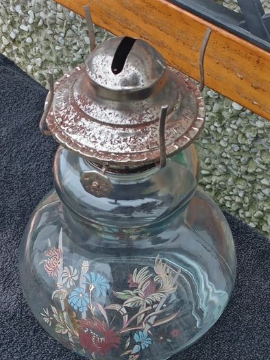 Antique/Vintage Clear Glass Oil Lamp