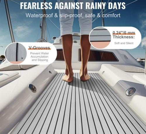 Boat Flooring, EVA Foam Boat Decking 240 x 116.1 cm, Non-Slip Self-Adhesive Flooring, 2.78 m Marine Carpet for Boats, Yacht, Pontoon, Kayak Decking
