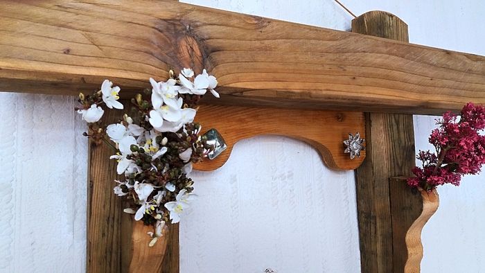 NEW Rustic Oak Beam Floating Shelf with hooks