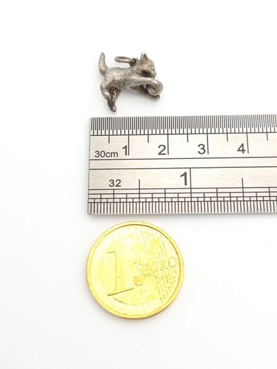 Vintage Cat Silver Charm