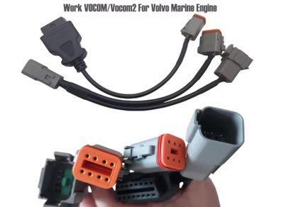 NEW For Volvo Penta Vodia Industrial Marine engine Vocom Diagnostic Cable Connection 6+8 Vodia5 6 Pin 8 Pin OBDII Cable Adapters