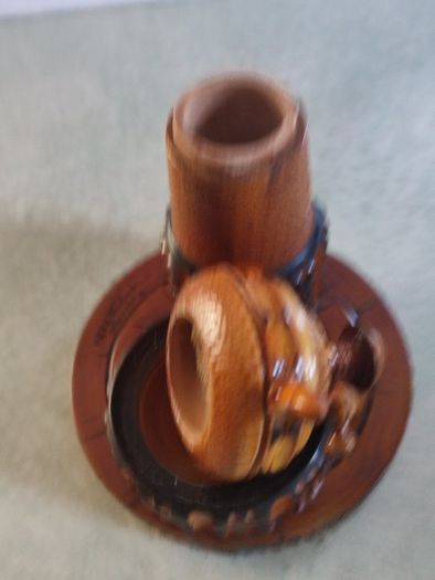 storage water well souvenirs of carved wood marked templo tibidabo from Spain