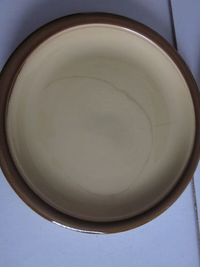 Vintage  1970s Granville design TG Green retro stoneware glazed plates. The plates are as follows- six 10.5" plates (4 in very good condition; 2 have very minor scrapes)--six 9.5" plates ( 3 in very good condition ; 1 chip on base; 2 marks on front and ch