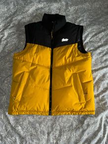 Pull&Bear Black & Mustard Yellow Puffer Gilet / Bodywarmer