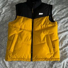 Pull&Bear Black & Mustard Yellow Puffer Gilet / Bodywarmer