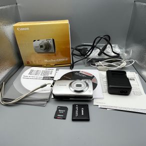 Boxed Canon PowerShot A3200 IS 14.1MP Digital Camera Silver+SD+ Charger-Full Kit