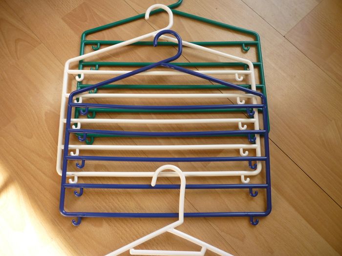 COAT HANGERS & 5 x TROUSER RACKS. Clothes Hangers  Jacket Top Trousers hangers. 6 colours.
