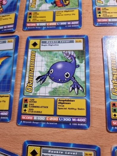 12 Rookie level Digimon cards. 1999