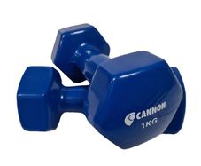 Set of two vinyl weights 1Kg. Gym dumbbell Set for men and women fitness and muscle training.