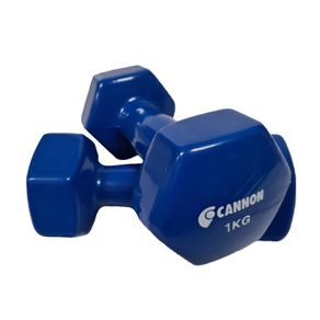 Set of two vinyl weights 1Kg. Gym dumbbell Set for men and women fitness and muscle training.
